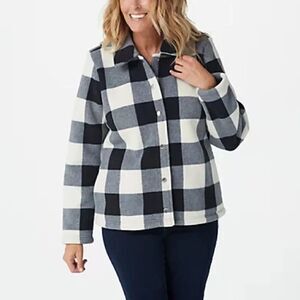 Denim & Co. Printed Fleece Bonded with Sherpa Jacket
